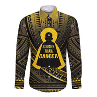 Personalised Polynesia Childhood Cancer Awareness Long Sleeve Button Shirt You Are Stronger Than Cancer