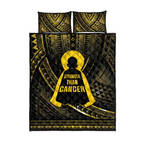 Polynesia Childhood Cancer Awareness Quilt Bed Set You Are Stronger Than Cancer LT05 - Polynesian Pride
