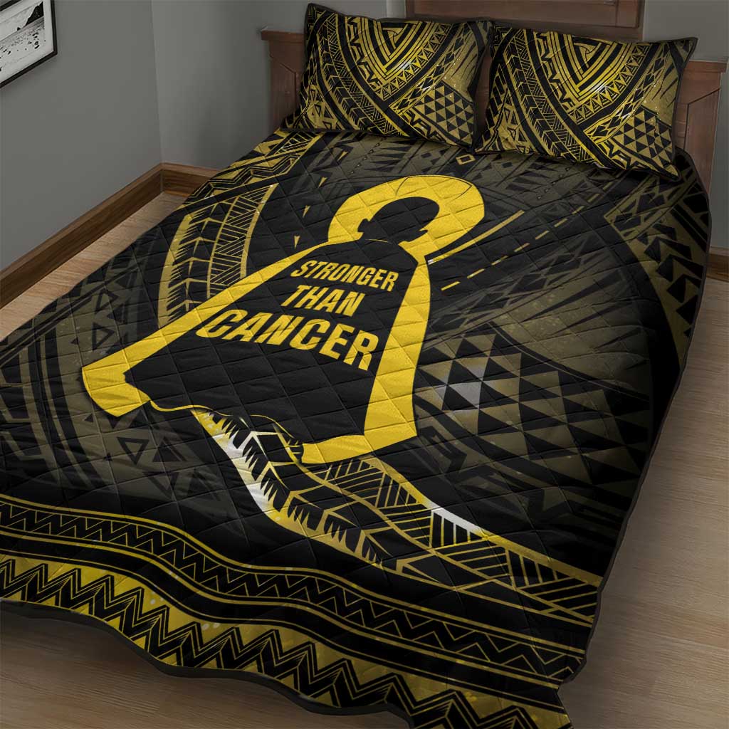 Polynesia Childhood Cancer Awareness Quilt Bed Set You Are Stronger Than Cancer LT05 - Polynesian Pride