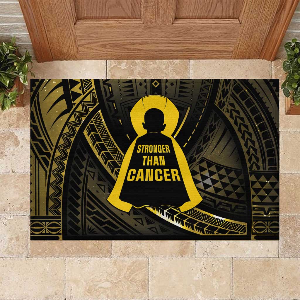 Polynesia Childhood Cancer Awareness Rubber Doormat You Are Stronger Than Cancer LT05 Black - Polynesian Pride