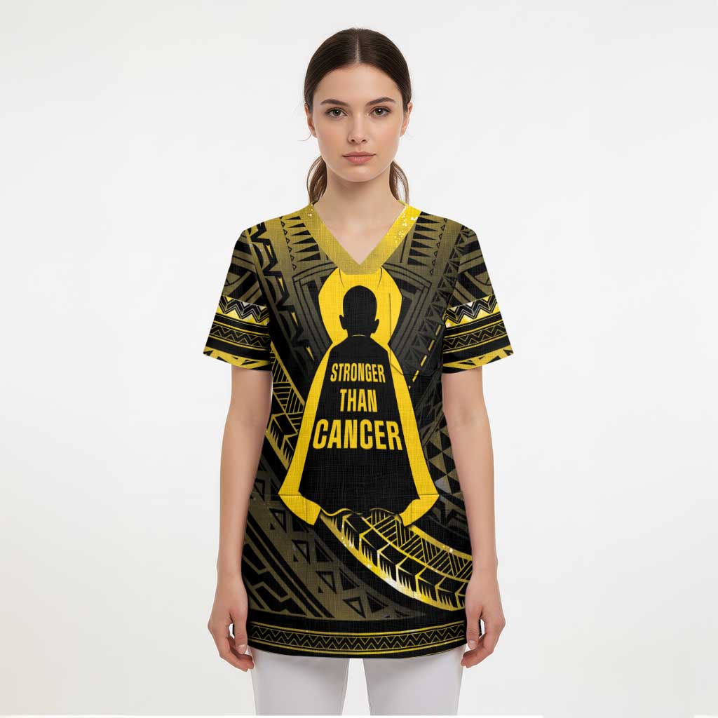 Personalised Polynesia Childhood Cancer Awareness Scrub Top You Are Stronger Than Cancer - Polynesian Pride