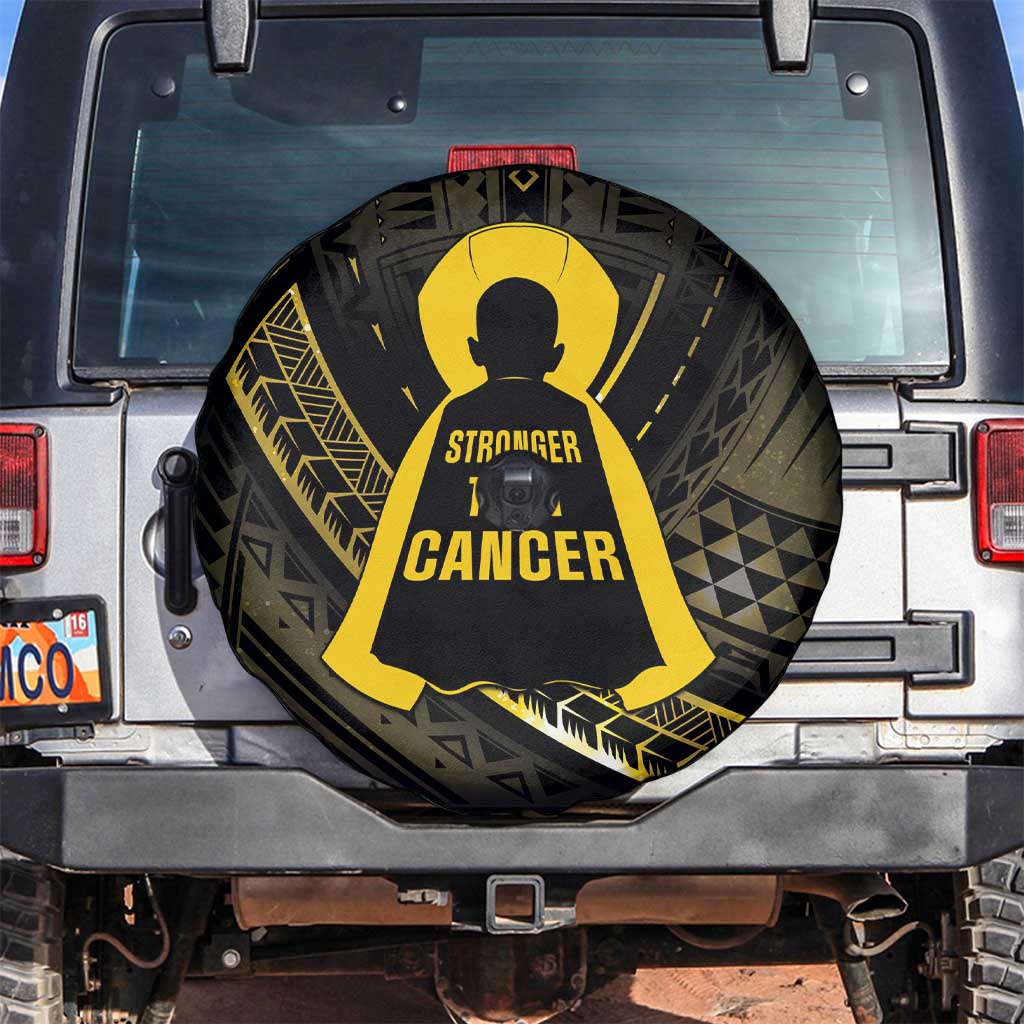 Polynesia Childhood Cancer Awareness Spare Tire Cover You Are Stronger Than Cancer LT05 Black - Polynesian Pride