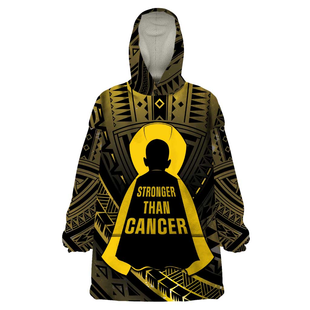 Personalised Polynesia Childhood Cancer Awareness Wearable Blanket Hoodie You Are Stronger Than Cancer