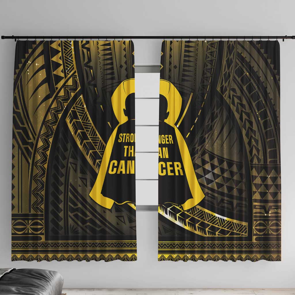 Polynesia Childhood Cancer Awareness Window Curtain You Are Stronger Than Cancer LT05 With Hooks Black - Polynesian Pride