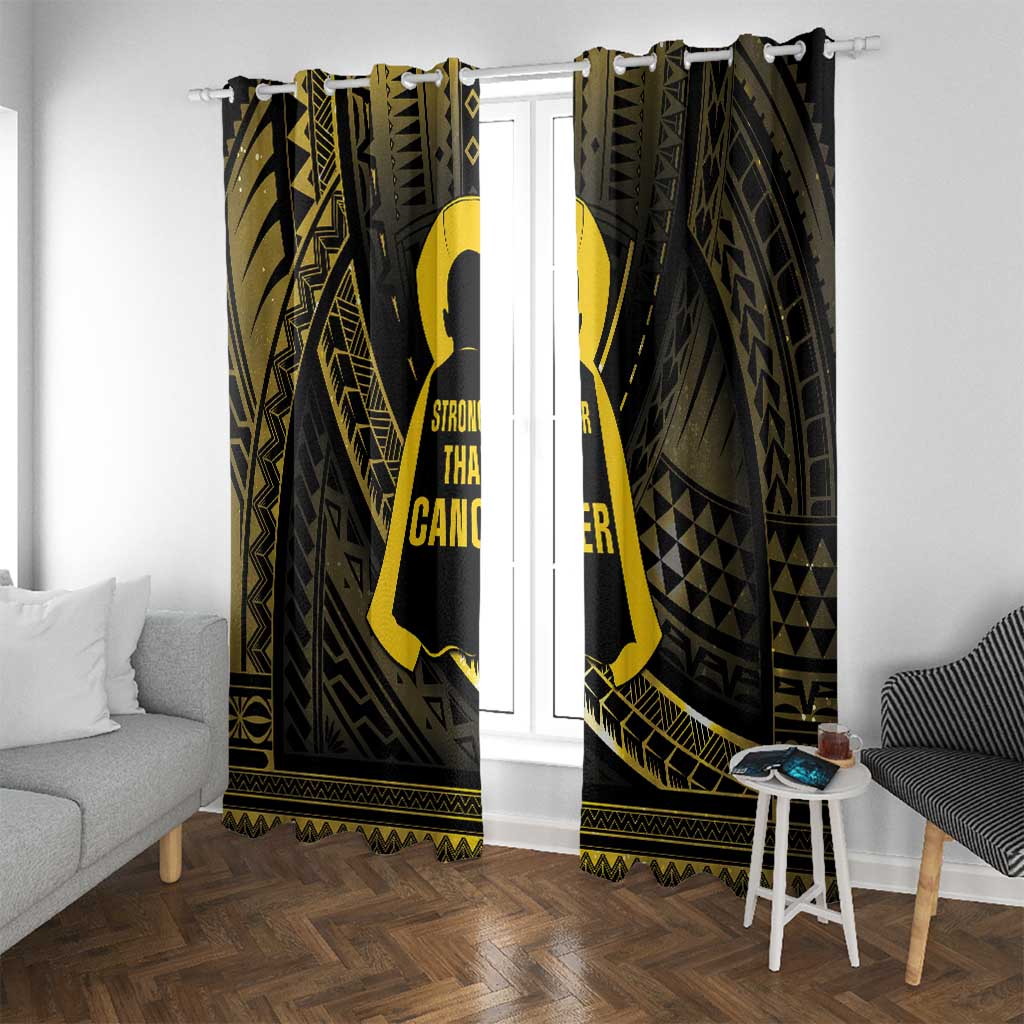 Polynesia Childhood Cancer Awareness Window Curtain You Are Stronger Than Cancer LT05 With Grommets Black - Polynesian Pride