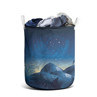 New Zealand Matariki Laundry Basket Maori Waka With Silver Fern LT05 - Polynesian Pride