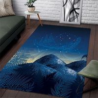 New Zealand Matariki Area Rug Maori Waka With Silver Fern LT05 Navy - Polynesian Pride