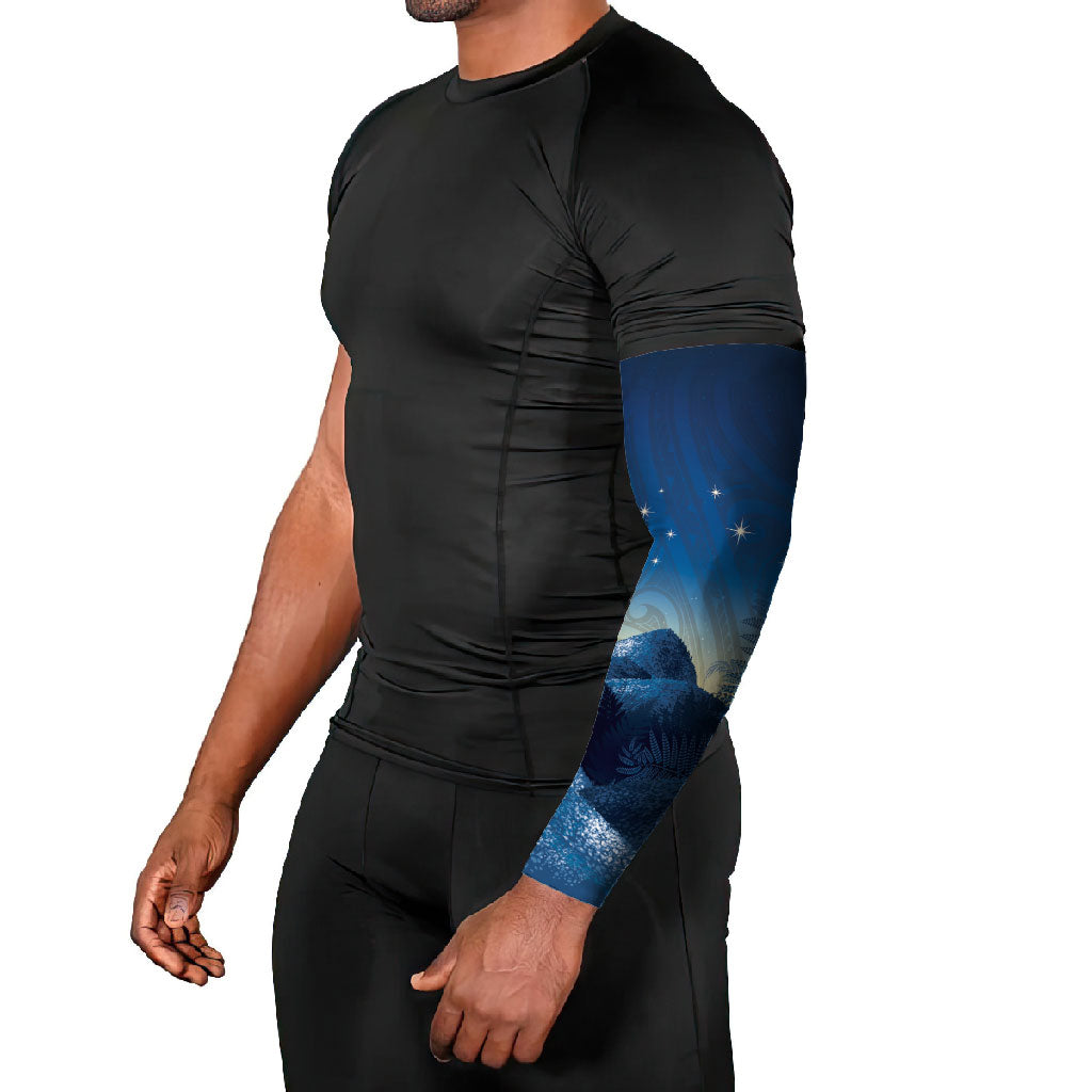 New Zealand Matariki Arm Sleeves Maori Waka With Silver Fern LT05 - Polynesian Pride