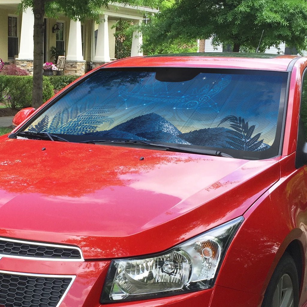 New Zealand Matariki Auto Sun Shade Maori Waka With Silver Fern LT05 - Polynesian Pride