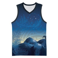 New Zealand Matariki Basketball Jersey Maori Waka With Silver Fern LT05 Unisex Navy - Polynesian Pride