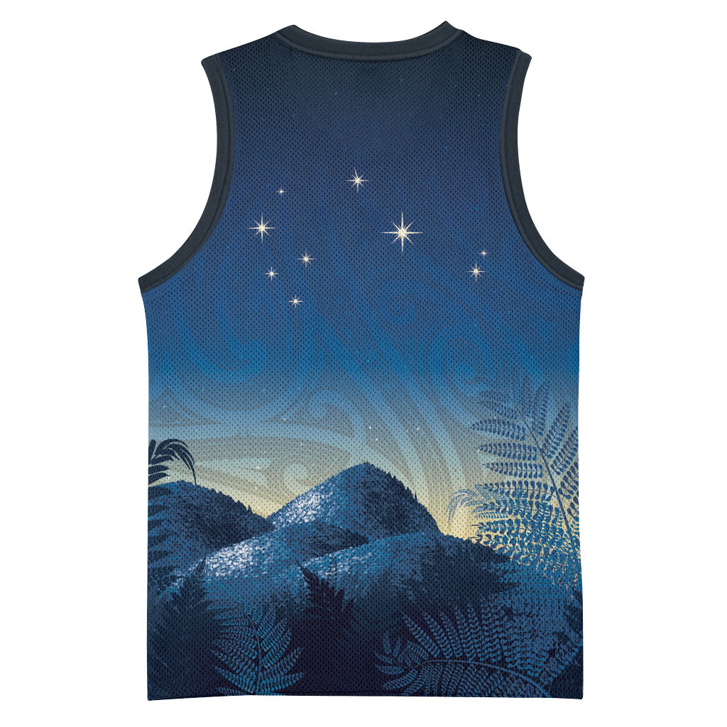 New Zealand Matariki Basketball Jersey Maori Waka With Silver Fern LT05 - Polynesian Pride