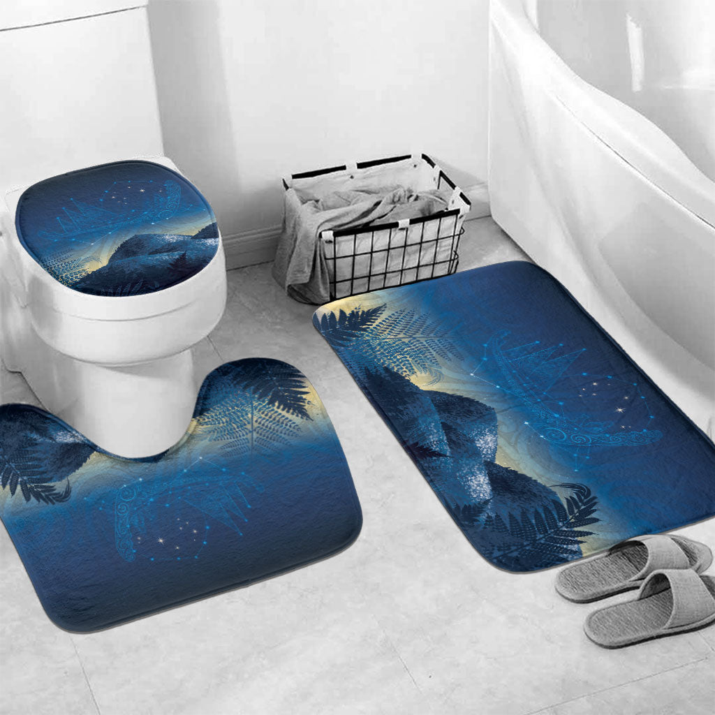 New Zealand Matariki Bathroom Set Maori Waka With Silver Fern LT05 Mat Set Only (3 pcs) One Size Navy - Polynesian Pride