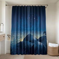 New Zealand Matariki Bathroom Set Maori Waka With Silver Fern LT05 Shower Curtain Only Navy - Polynesian Pride