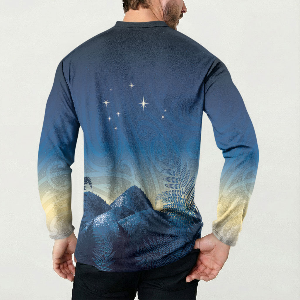 New Zealand Matariki Button Sweatshirt Maori Waka With Silver Fern LT05 - Polynesian Pride