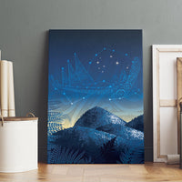 New Zealand Matariki Canvas Wall Art Maori Waka With Silver Fern LT05 - Polynesian Pride