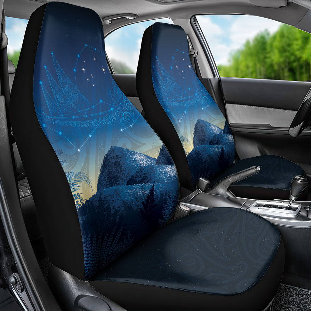 New Zealand Matariki Car Seat Cover Maori Waka With Silver Fern LT05 - Polynesian Pride