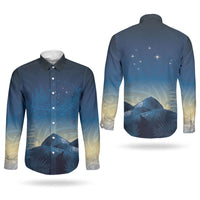 New Zealand Matariki Couples Matching Mermaid Dress and Long Sleeve Button Shirt Maori Waka With Silver Fern LT05 - Polynesian Pride
