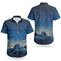 New Zealand Matariki Couples Matching Summer Maxi Dress and Hawaiian Shirt Maori Waka With Silver Fern LT05 - Polynesian Pride