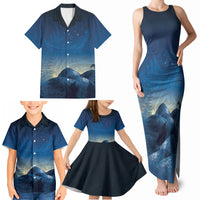 New Zealand Matariki Family Matching Tank Maxi Dress and Hawaiian Shirt Maori Waka With Silver Fern LT05 - Polynesian Pride