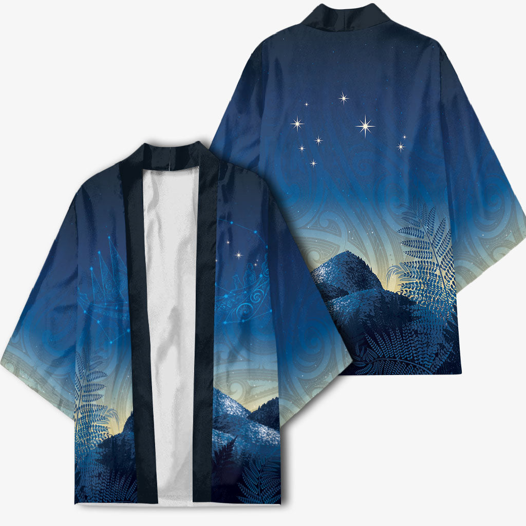 New Zealand Matariki Kimono Maori Waka With Silver Fern LT05 - Polynesian Pride