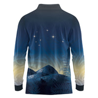 New Zealand Matariki Long Sleeve Polo Shirt Maori Waka With Silver Fern LT05 - Polynesian Pride