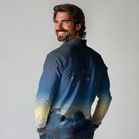 New Zealand Matariki Long Sleeve Polo Shirt Maori Waka With Silver Fern LT05 - Polynesian Pride