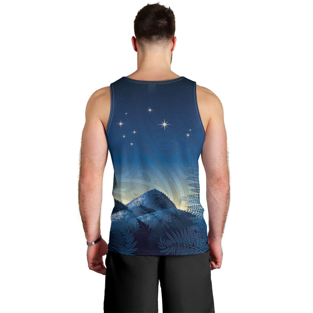 New Zealand Matariki Men Tank Top Maori Waka With Silver Fern LT05 - Polynesian Pride