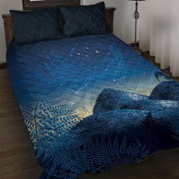 New Zealand Matariki Quilt Bed Set Maori Waka With Silver Fern LT05 Navy - Polynesian Pride