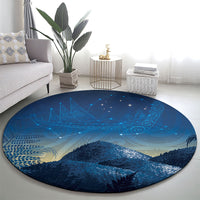 New Zealand Matariki Round Carpet Maori Waka With Silver Fern LT05 - Polynesian Pride