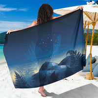 New Zealand Matariki Sarong Maori Waka With Silver Fern LT05 One Size 44 x 66 inches Navy - Polynesian Pride