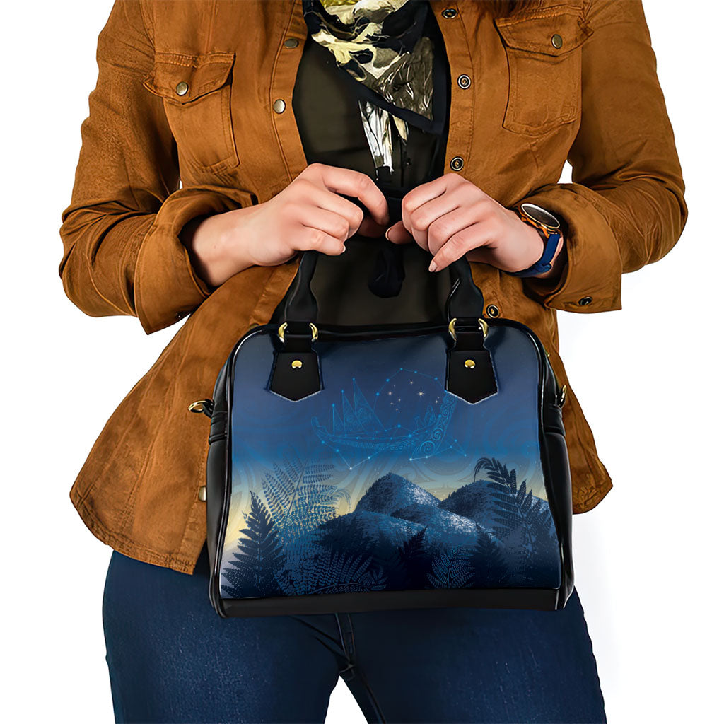 New Zealand Matariki Shoulder Handbag Maori Waka With Silver Fern LT05 - Polynesian Pride