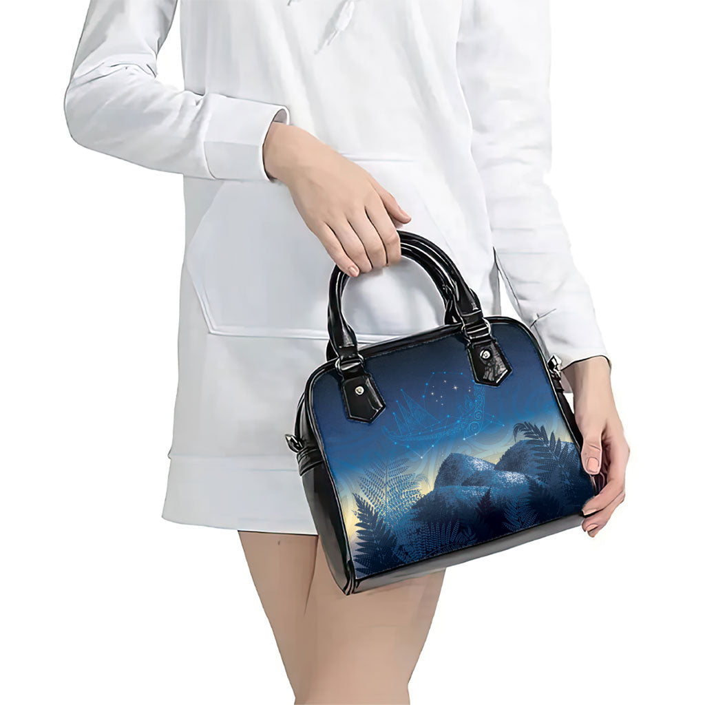 New Zealand Matariki Shoulder Handbag Maori Waka With Silver Fern LT05 - Polynesian Pride