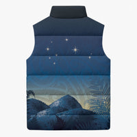 New Zealand Matariki Sleeveless Puffer Jacket Maori Waka With Silver Fern LT05 - Polynesian Pride