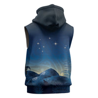 New Zealand Matariki Sleeveless Zip Hoodie Maori Waka With Silver Fern LT05 - Polynesian Pride