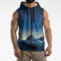 New Zealand Matariki Sleeveless Zip Hoodie Maori Waka With Silver Fern LT05 - Polynesian Pride