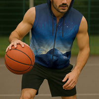 New Zealand Matariki Sleeveless Zip Hoodie Maori Waka With Silver Fern LT05 - Polynesian Pride