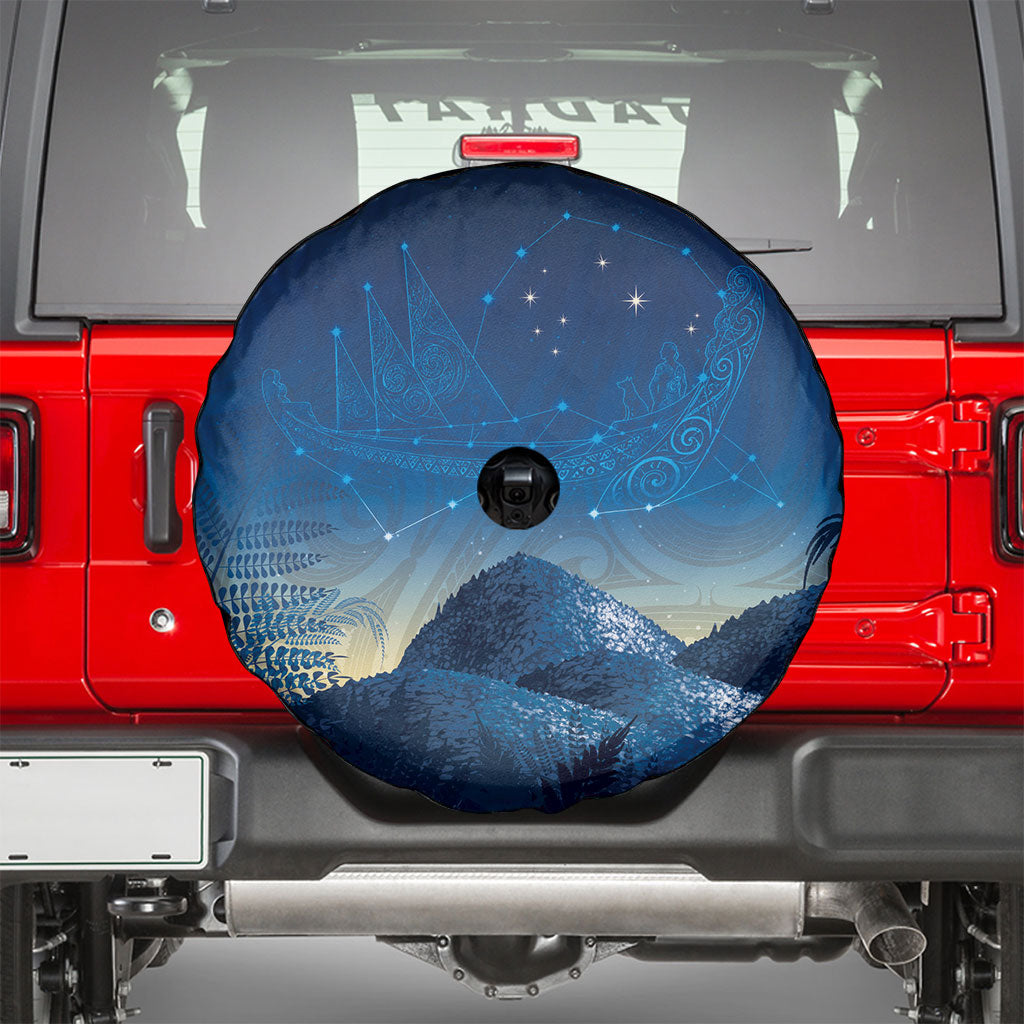 New Zealand Matariki Spare Tire Cover Maori Waka With Silver Fern LT05 - Polynesian Pride