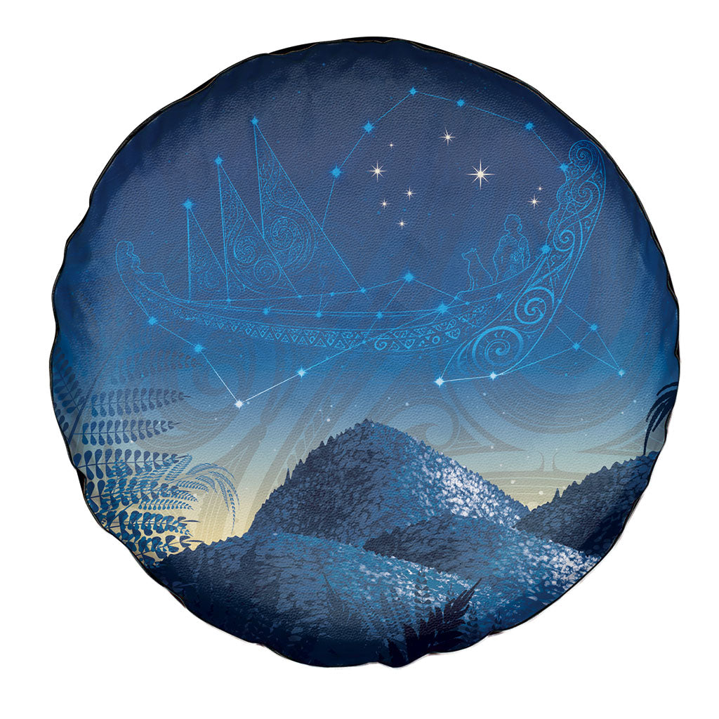 New Zealand Matariki Spare Tire Cover Maori Waka With Silver Fern LT05 - Polynesian Pride