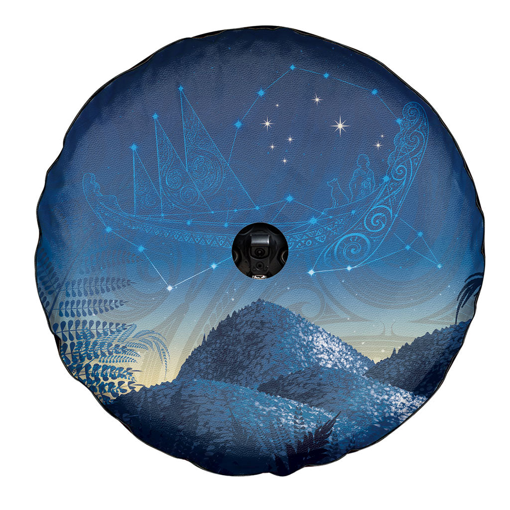 New Zealand Matariki Spare Tire Cover Maori Waka With Silver Fern LT05 - Polynesian Pride