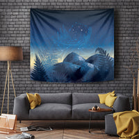 New Zealand Matariki Tapestry Maori Waka With Silver Fern LT05 Navy - Polynesian Pride