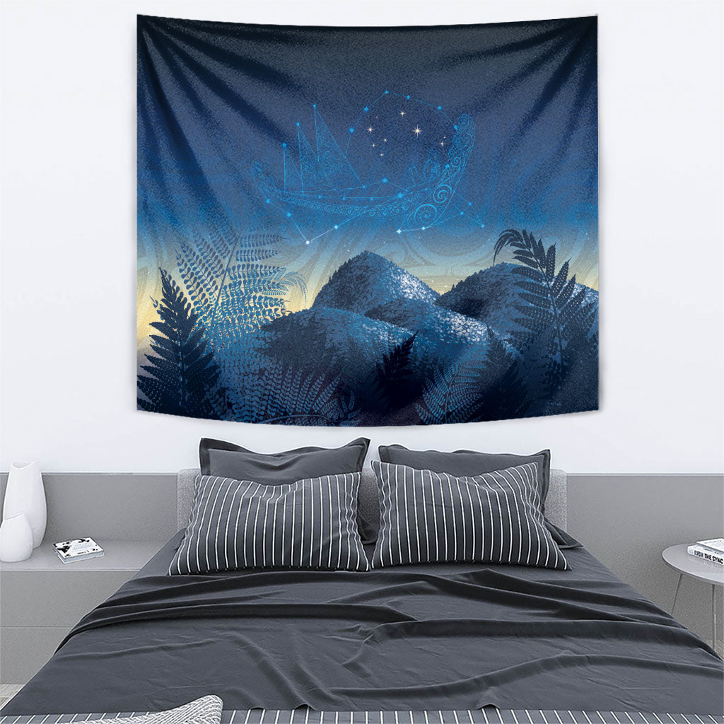 New Zealand Matariki Tapestry Maori Waka With Silver Fern LT05 - Polynesian Pride