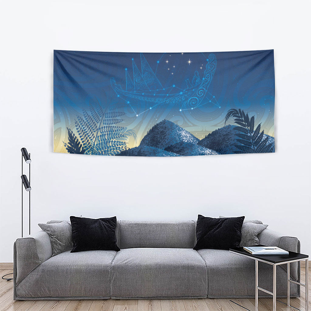 New Zealand Matariki Tapestry Maori Waka With Silver Fern LT05 - Polynesian Pride