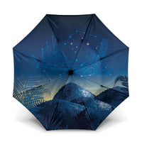 New Zealand Matariki Umbrella Maori Waka With Silver Fern LT05 One Size Folded 11.42 inch Opened Diameter 37.4 inch Navy - Polynesian Pride