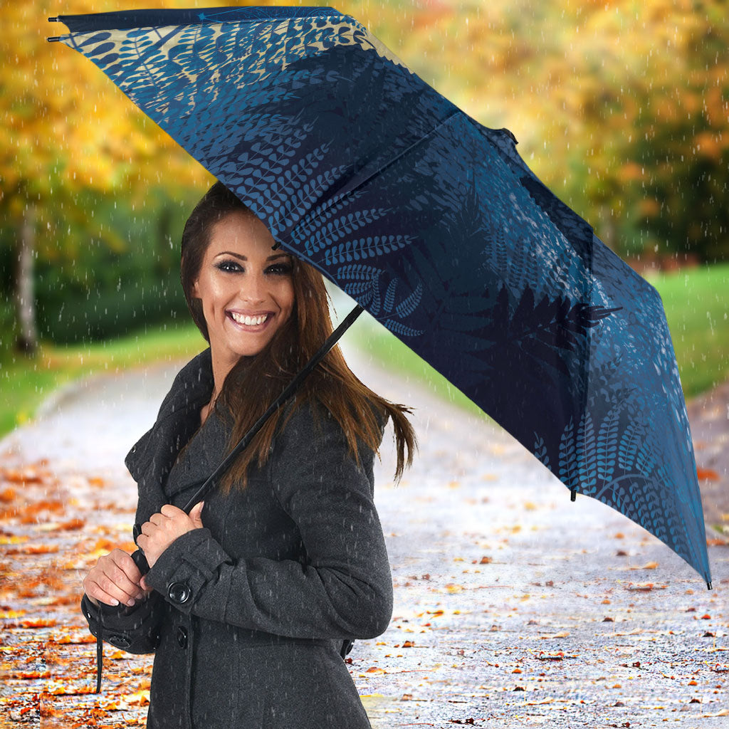 New Zealand Matariki Umbrella Maori Waka With Silver Fern LT05 - Polynesian Pride