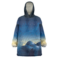 New Zealand Matariki Wearable Blanket Hoodie Maori Waka With Silver Fern LT05 One Size Navy - Polynesian Pride