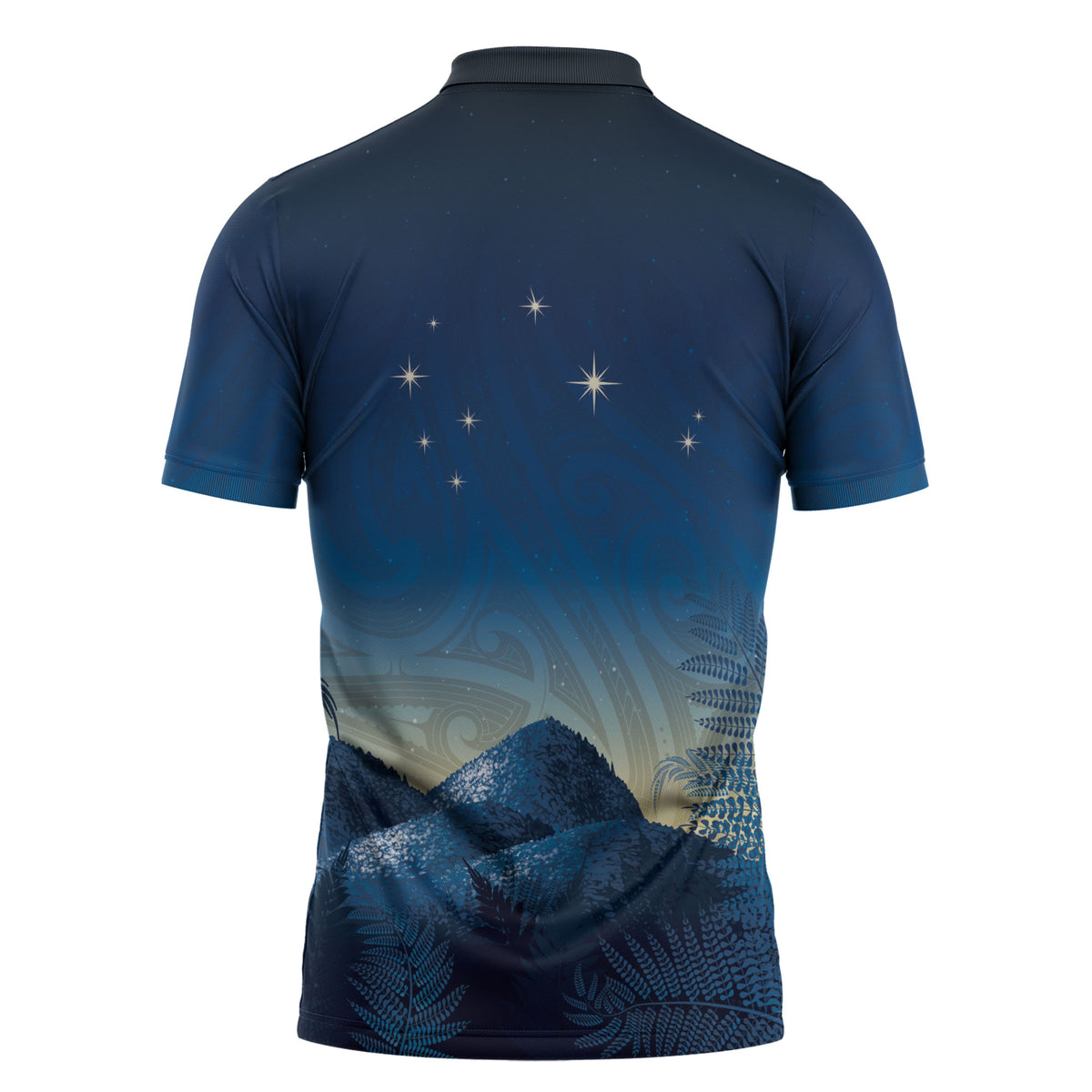 New Zealand Matariki Zipper Polo Shirt Maori Waka With Silver Fern LT05 - Polynesian Pride