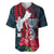 Guam Baseball Jersey Latte Stone Mix Bougainvillea Polynesian Pattern LT05 Blue - Polynesian Pride