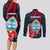 Guam Couples Matching Long Sleeve Bodycon Dress and Long Sleeve Button Shirts Latte Stone Mix Bougainvillea Polynesian Pattern LT05 - Polynesian Pride