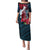 Guam Puletasi Latte Stone Mix Bougainvillea Polynesian Pattern LT05 Long Dress Blue - Polynesian Pride