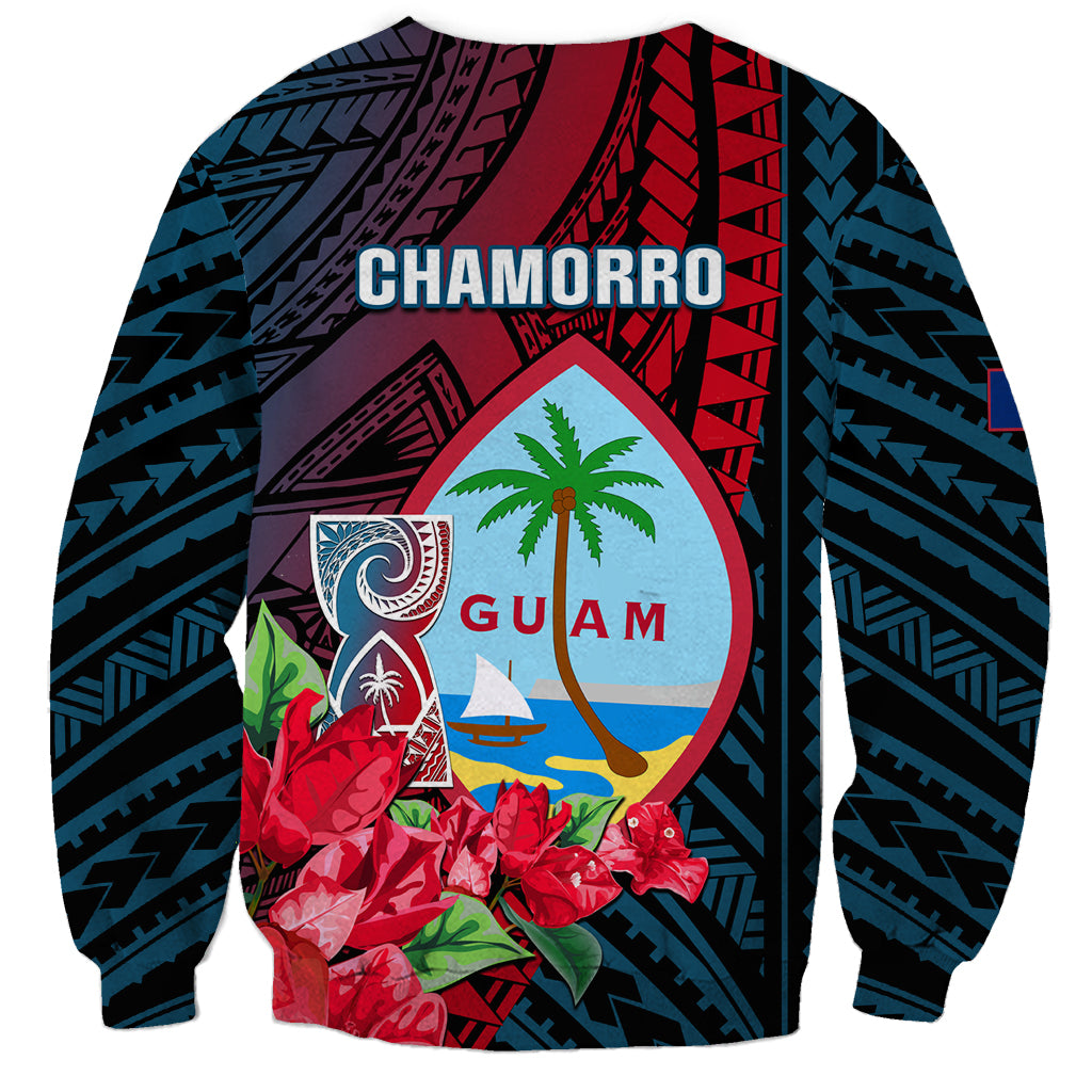 Guam Sweatshirt Latte Stone Mix Bougainvillea Polynesian Pattern LT05 - Polynesian Pride